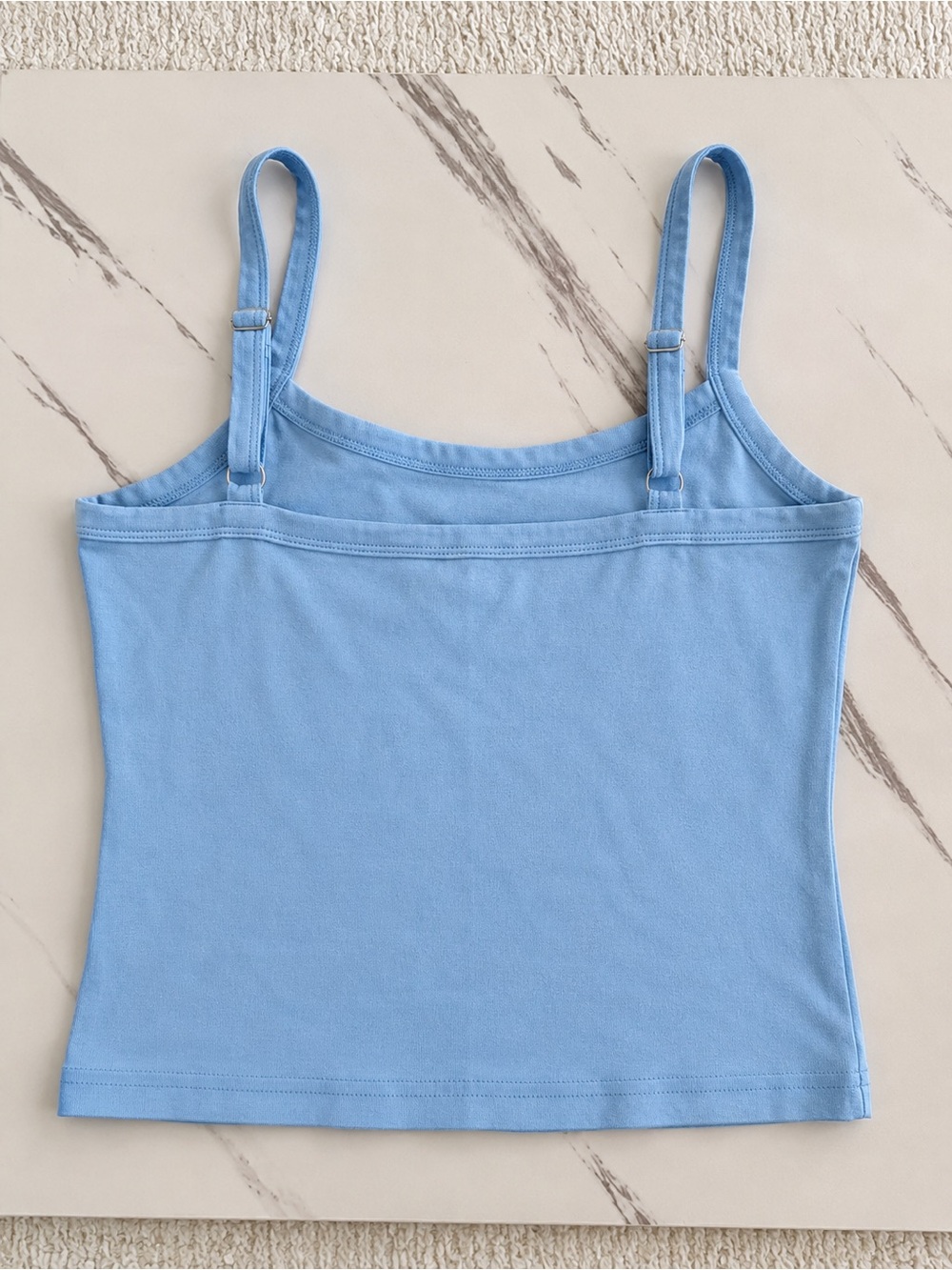 Edikted Light Blue Spaghetti Strap Tank with Navy '80' Patch - Picture 2 of 2